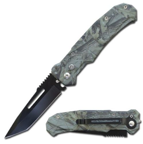 8" Overall Camo Ballistic Switch Blade Automatic Tanto Blade Knife