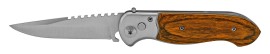 8" Pakka Wood Automatic Knife Satin Drop Point