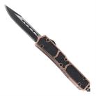 8.5" Tarantula Brushed Copper D/A OTF Automatic Knife Black Drop Point