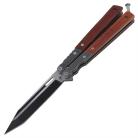8.75" Wood Stone Wash Butterfly Knife Balisong Black Tanto