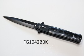 8" Black Marble Stiletto Automatic Knife Black Bayo