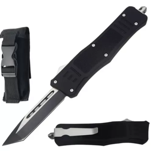8.25" Black Tracker D/A OTF Automatic Knife Tanto Two Tone