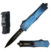 8.25" Blue Titanium Handle Out Of The Front Tactical D/A OTF Automatic Knife