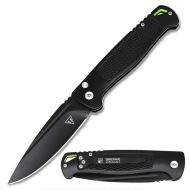 8.5" Overall CNC Machined Black Side Open Automatic Knife Black Drop Point Blade