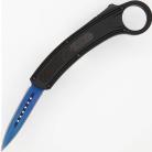 8.75" Black Carbon Fiber Karambit D/A OTF Automatic Knife Blue Dagger