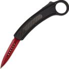 8.75" Black Carbon Fiber Karambit D/A OTF Automatic Knife Red Dagger