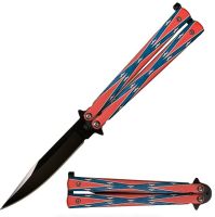 8.75" Open Stainless Steel Butterfly Knife Confederate Flag