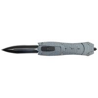 9" Bad Ass Carbon Fiber D/A OTF Automatic Knife Dagger Point Two Tone Plain