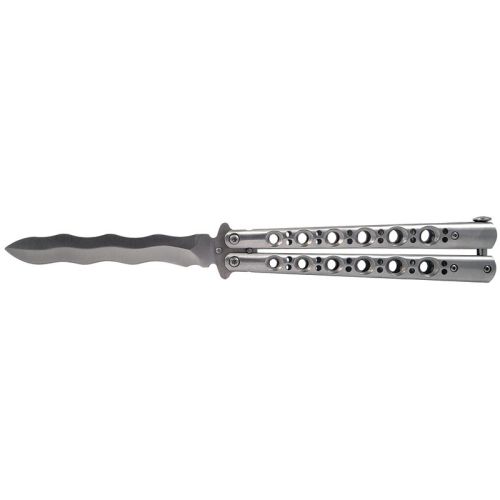 9" Balisong Silver Butterfly Knife Kriss