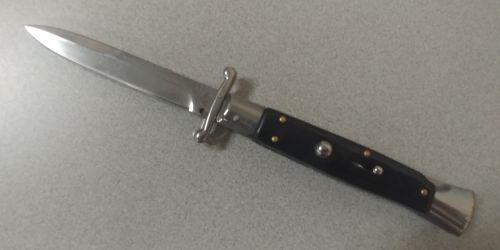 9 Inch Black Swinguard Switchblade Stiletto Automatic Knife Bayo
