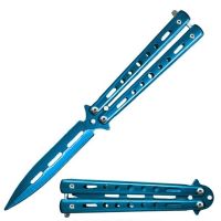 9" Open Blue Draco Balisong Dagger Blade Butterfly Knife