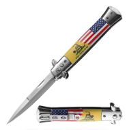 9" Coil Spring Dont Tread on Me Milano Stiletto Automatic Knife (4" Bayonet)