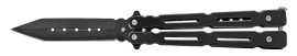 9" Covert Black Heavy Butterfly Knife Black Spear Point