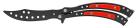 9.5" Curved Butterfly Knife Trainer Black Red Practice