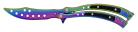 9.5" Curved Butterfly Knife Trainer Titanium Rainbow
