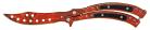 9" Curved Grip Fire Red Butterfly Knife Fire Drop Point