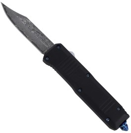 9.5" Damascus Ranger D/A OTF Black Automatic Knife Drop Point