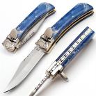 9" Deep Ocean Abyss Blue Leverlock Automatic Knife