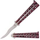 9" Heavy Butterfly Knife Red Balisong Satin Kriss