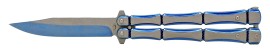 9 Inch Balisong Blue Bone Butterfly Knife Blue Drop Point