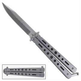 9 Inch Classical Metal Heavy Duty Silver Butterfly Knife