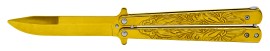 9" Lattice Gold Butterfly Knife Gold Bayo