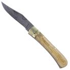 9" Leverlock Damascus Bright Wood Automatic Knife File Work