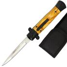 9" Mago Stiletto OTF Automatic Knife Gold Pearl