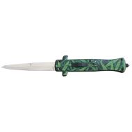 9" Marijuana ABS Mary Jane D/A OTF Stiletto Automatic Knife Satin Bayonet