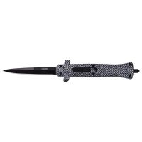 9" Old School ABS Carbon Fiber D/A OTF Stiletto Automatic Knife Black Bayonet