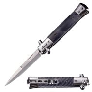 9" Open Classic Stiletto Automatic Switch Blade Knife Carbon Fiber
