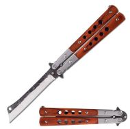 9" Open Cleaver Blade Red Wood Butterfly Knife