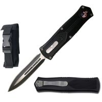 9" Open Punisher D/A OTF Automatic Switch Blade Knife Black Two Tone Dagger