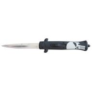 9" Punisher Skull ABS Black D/A OTF Stiletto Automatic Knife Satin Bayonet