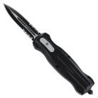 9" Sleek Black D/A OTF Automatic Knife Black Spear Serrated