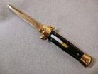 9" Stiletto Black Dual Action OTF Automatic Knife Gold Bayo