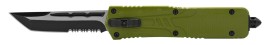 9" Vegetation Green OTF Automatic Knife Black Tanto Serrated