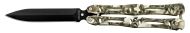 9.25" Zombie Skulls Butterfly Knife Black Spear Point