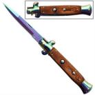 Switchblade Stiletto, Automatic Knife, Titanium Rosewood, 9.5 Inch