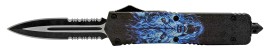 9 inch Blue Warewolf D/A OTF Automatic Knife Black Dagger Serrated