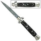 9.5" Black Marble Stiletto Automatic Knife Side Opening