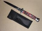 9.5" Switchblade Stiletto Automatic Knife Red Skulls