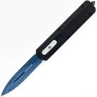 9.25" Best Black D/A OTF Automatic Knife Blue Damascus Dagger