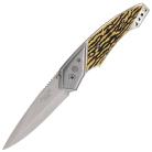 9.25" Heavy Duty Faux Stag Side Opening Push Button Automatic Knife with Safety Switch
