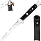 9.5" Epic Black Milano Stiletto Automatic Knife Satin Bayo