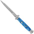 9.5 Inch Sky Blue Pearl Switchblade Stiletto Automatic Knife Bayo