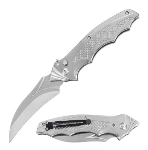 9.5" Open Silver Automatic Switch Blade Bat Knife