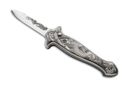 A.G.A. Campolin Silver Viper Plated Italian Stiletto Automatic Knife
