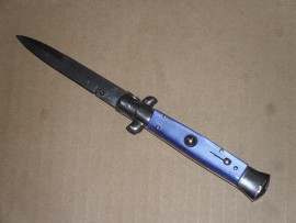 AB 8 inch Armando Beltrame Coltellerie Stiletto Automatic Knife Blue Bayo