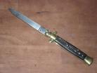 AB 9" Armando Beltrame Coltellerie Stiletto Automatic Knife Dark Horn Flat Satin Brass